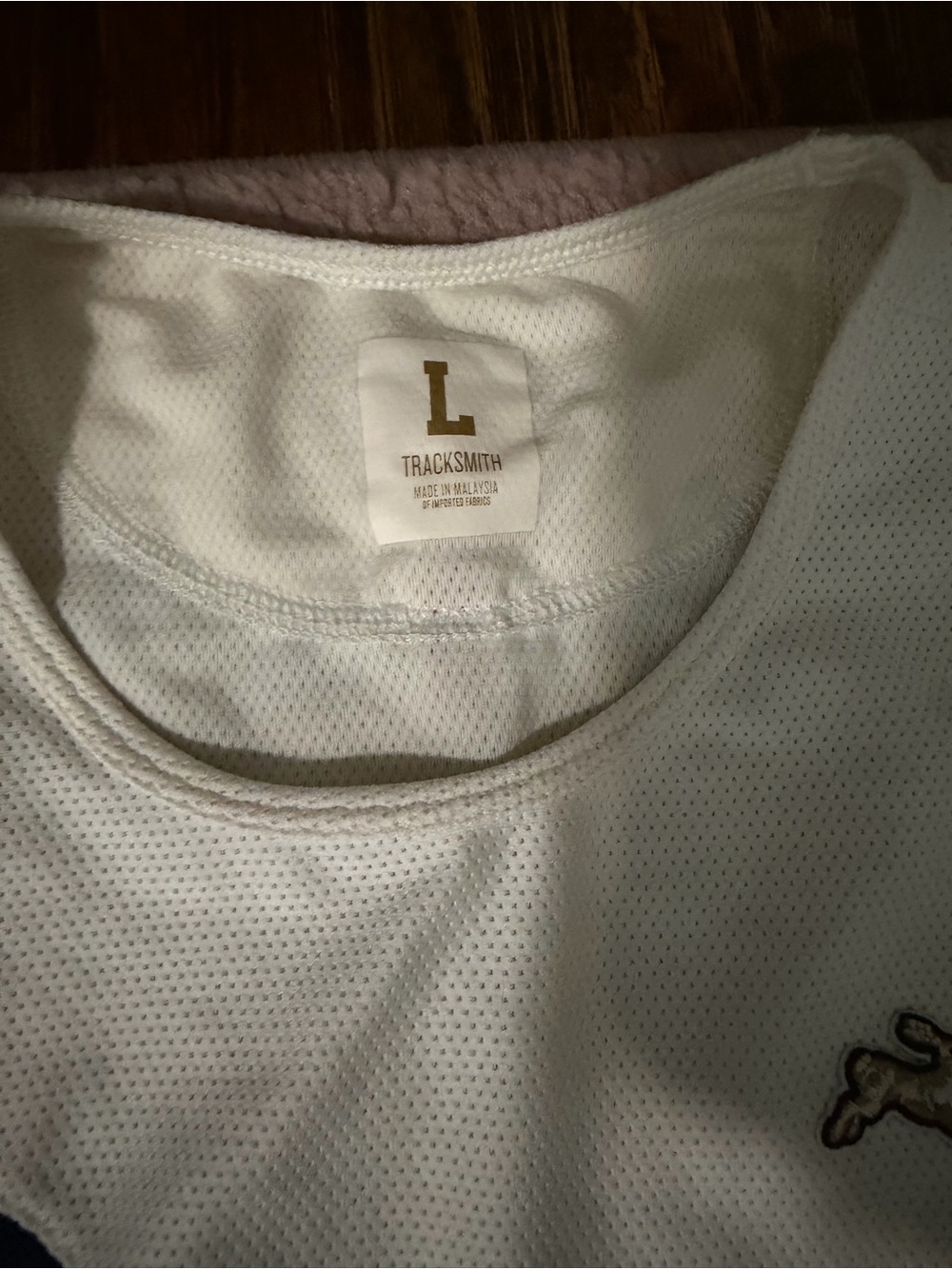 Tracksmith White Tank Swim Top with Navy Diagonal Stripe - Picture 3 of 4